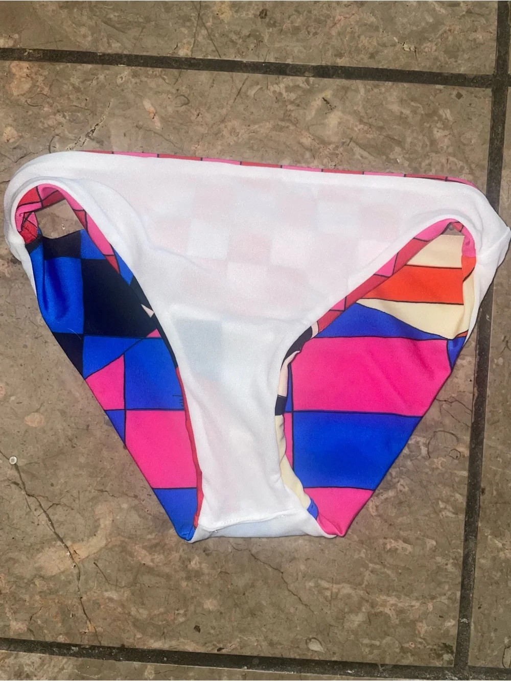 New! Emilio Pucci Kids Girls Pink Red Checkerboard Bikini Swim Bottom ❤️ 6Y